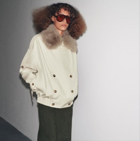 ZARA WATER REPELLENT SHORT TRENCH COAT FUR Size XL - Picture 9 of 16